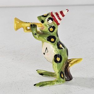Vintage Shiken Japan Bone China Frog Trumpet Cone Head Miniature Figurine